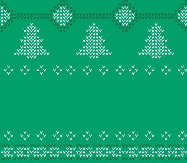 Knitted Christmas Sweater pattern, Green knitwear. — Stock Vector