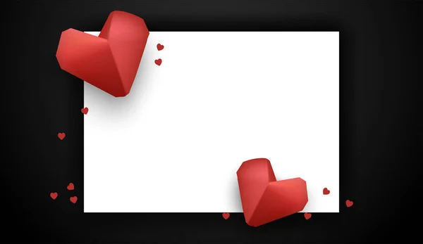Papierelemente Herzform Auf Papier Und Schwarzem Hintergrund Vektor Liebessymbole Für — Stockvektor