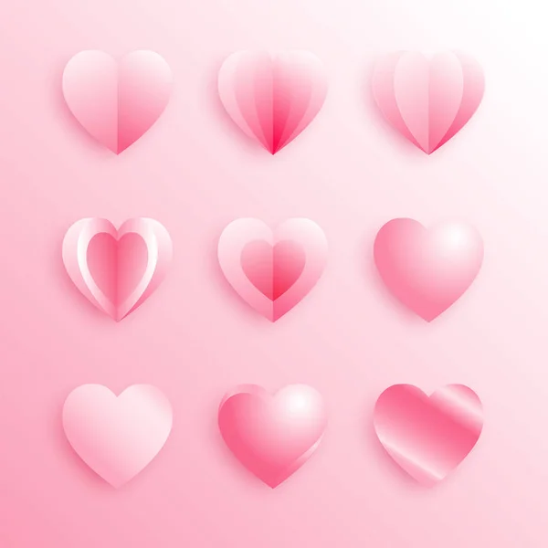 Roze Harten Design Elementen Voor Valentijnsdag — Stockvector