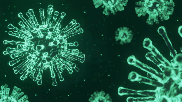 covid-19, coronavirus outbreak, virus floating in a cellular environment , coronaviruses influenza background, viral disease epidemic, 3D rendering of virus, organism illustration, virus seen micro