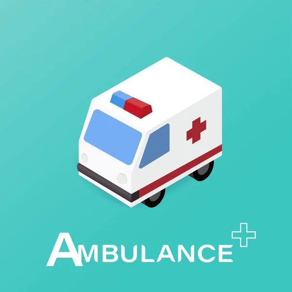 Ambulans otomobili izometrik vektör tasarımı