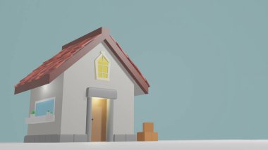 3D Minimal Stili Ev Gözler için Renkli ve Rahat Konsept gibi fikirleri yaymak için müşteriler için yer var Evde kalmak, eve teslimat, ya da evde alışveriş.