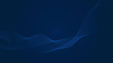 Karanlık arkaplanda akan parçacık dizisi, dinamik dalga - vektör illüstrasyonu.