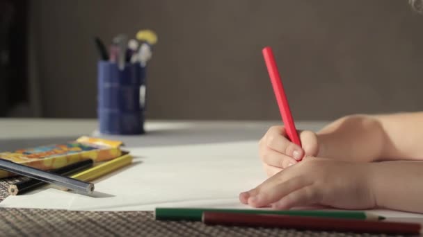 Маленькая девочка рисует картину — стоковое видео