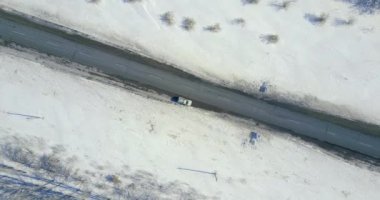 Kış karlı yol otomatik hava Manzaralı