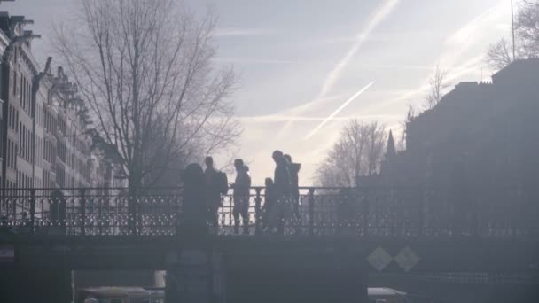 View to amsterdam bridges in jaunary — Stock Video