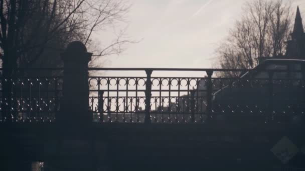 View to amsterdam bridges in jaunary — Stok video