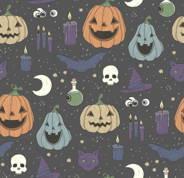 Modèle sans couture avec citrouille halloween — Image vectorielle