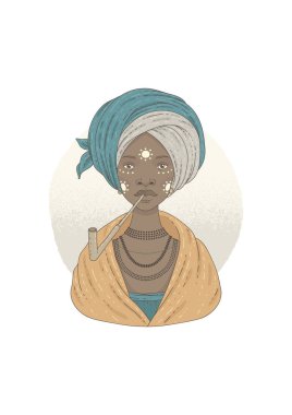 Illustration with Xhosa woman with pipe. clipart