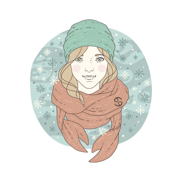 Cancer signe du zodiaque Illustration de la saison hivernale — Image vectorielle