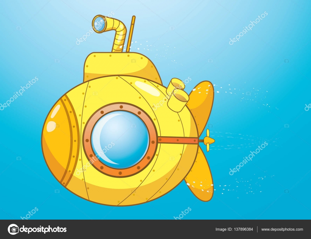 Yellow submarine Cartoon Vector style, Illustration. — Stock Vector