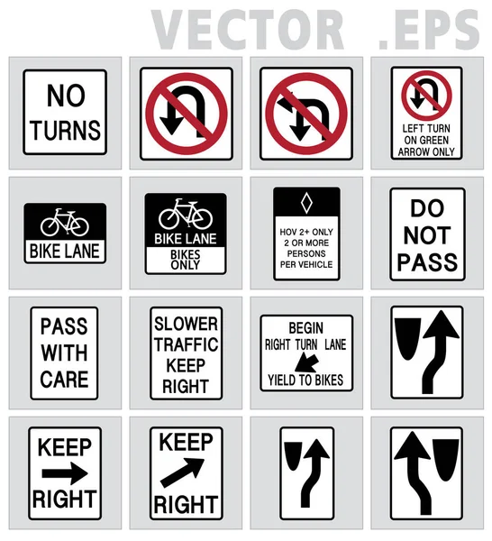 Señal de tráfico activada. No hay vuelta, carril bici, pase sin cuidado. Arte vectorial, diseño de ilustración . — Vector de stock