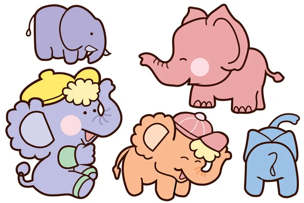 Família Elefante desenho animado personagem . — Vetor de Stock