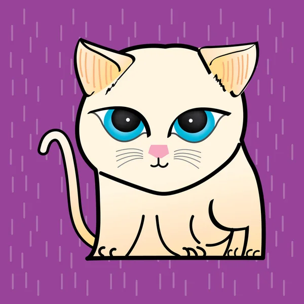 Clipart Cat Illustration Gato Cor Clara Tem Redondo Olhos Azuis — Vetor de Stock