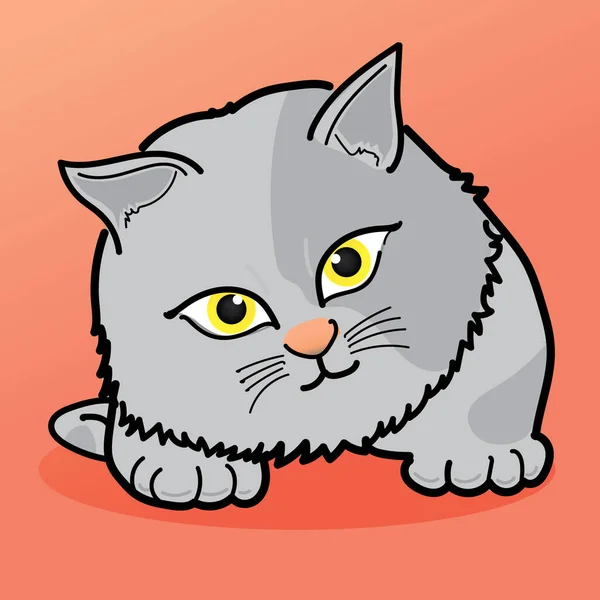 Clipart Cat Illustration Gato Cinza Tem Uma Marca Escura Seu — Vetor de Stock