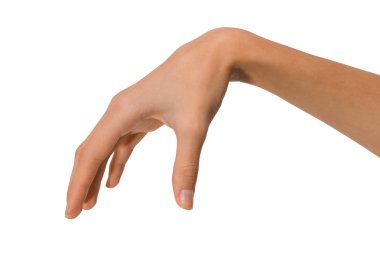 Beyaz zemin üzerinde bir pozisyonda izole boş açık kadın el