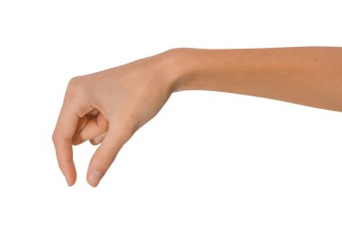 Beyaz zemin üzerinde bir pozisyonda izole boş açık kadın el