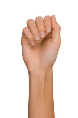 Beyaz zemin üzerinde bir pozisyonda izole boş açık kadın el