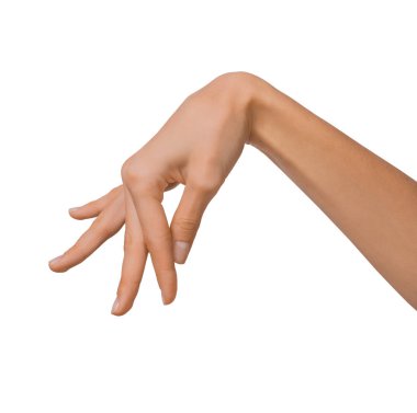 Beyaz zemin üzerinde bir pozisyonda izole boş açık kadın el