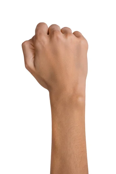 Isolated Empty open woman female hand in a fist position on a white background — Stock Photo, Image