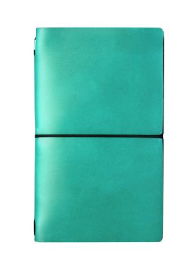 Vintage mavi deri deri yazılı defter