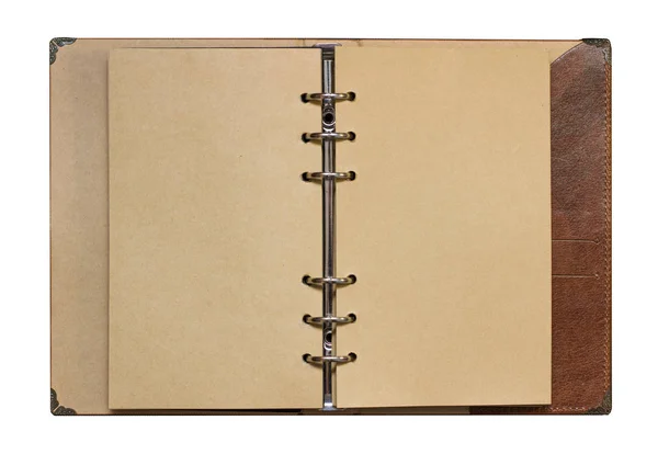 Cuaderno de escritura de cuero de piel marrón vintage —  Fotos de Stock