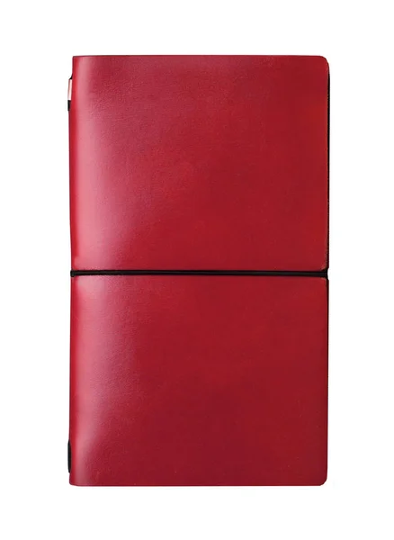 Vintage pelle rossa pelle scrittura notebook — Foto Stock