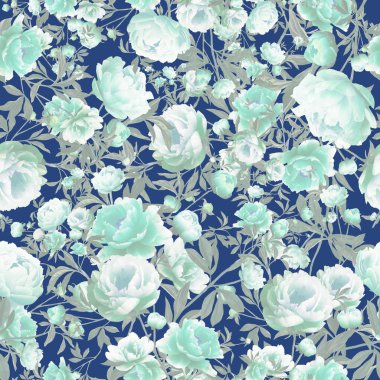 Vintage mavi çiçek seamless modeli