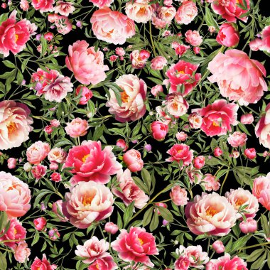 Kusursuz desen, şakayık çiçekleri, klasik tasarım.