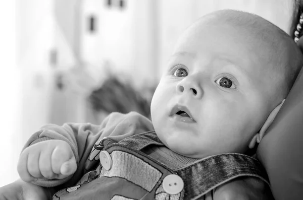 Close Little Newborn Baby Boy Arms Young Beautiful Healthy Happy — Stock Photo, Image