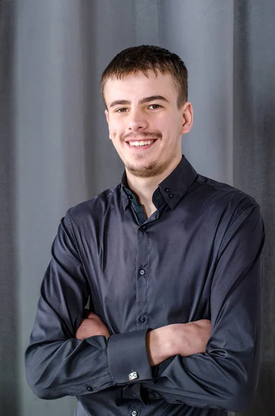 Retrato Jovem Homem Negócios Sorriso Saudável — Fotografia de Stock