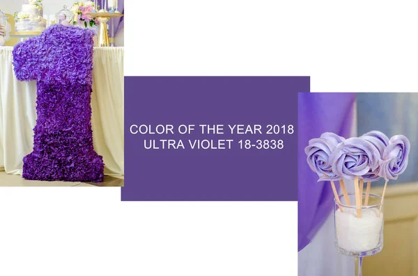 Son Moda Renk Kavramı Ultra Mor Renkle Ayarlayın 2018 Yılın — Stok fotoğraf