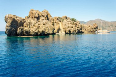 Marmaris Ichmeler yaz tatil gezi panorama manzara görünümü ada Türkiye'nin Ege Denizi su kayalık sahilleri terk 