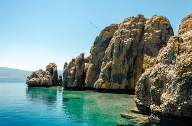 Marmaris Ichmeler yaz tatil gezi panorama manzara görünümü ada Türkiye'nin Ege Denizi su kayalık sahilleri terk 