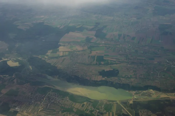 Disparos Aéreos Desde Avión Que Vuela Sobre Suelo Río Dniester —  Fotos de Stock