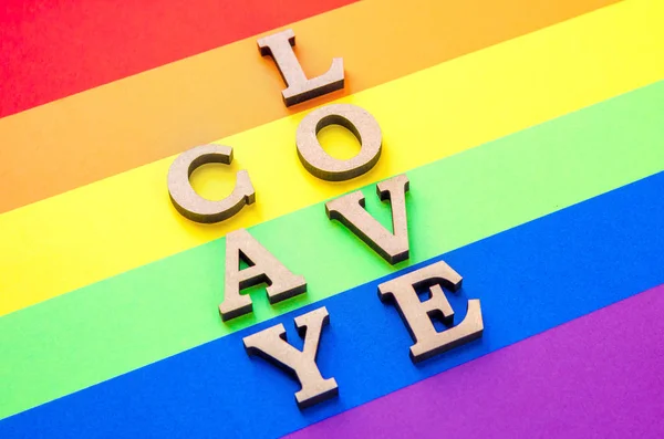 Slovo Gay Lásku Barevné Barevné Paprers Koncept Lgbt Práv Lesbické — Stock fotografie