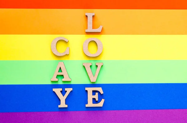 Palabra Amor Gay Coloridos Paprers Concepto Derechos Lgbt Lesbiana Gay —  Fotos de Stock