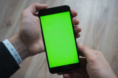 Smartphone için chroma anahtar yeşil ekran ile