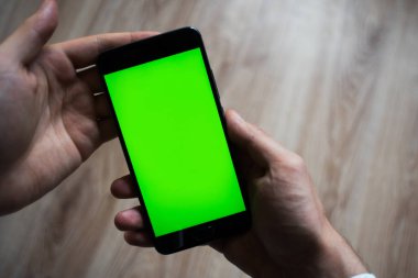 Smartphone ile yeşil perde anahtar chroma ekran için.
