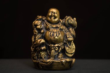 Chinese figurine Hotei, the laughing Buddha is a symbol of prosperity and money, clipart