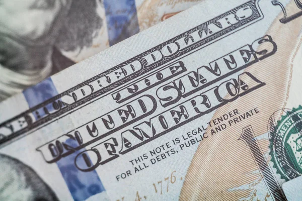 매크로 $100 달러 지폐는 미국에 벤 프랭클린 얼굴의 클로즈업. — 스톡 사진