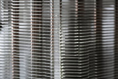 Bakır ısı borusu yakın çekim güzel bokeh ile ile alüminyum radyatör