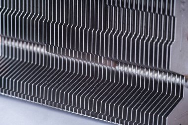 Bakır ısı borusu yakın çekim güzel bokeh ile ile alüminyum radyatör