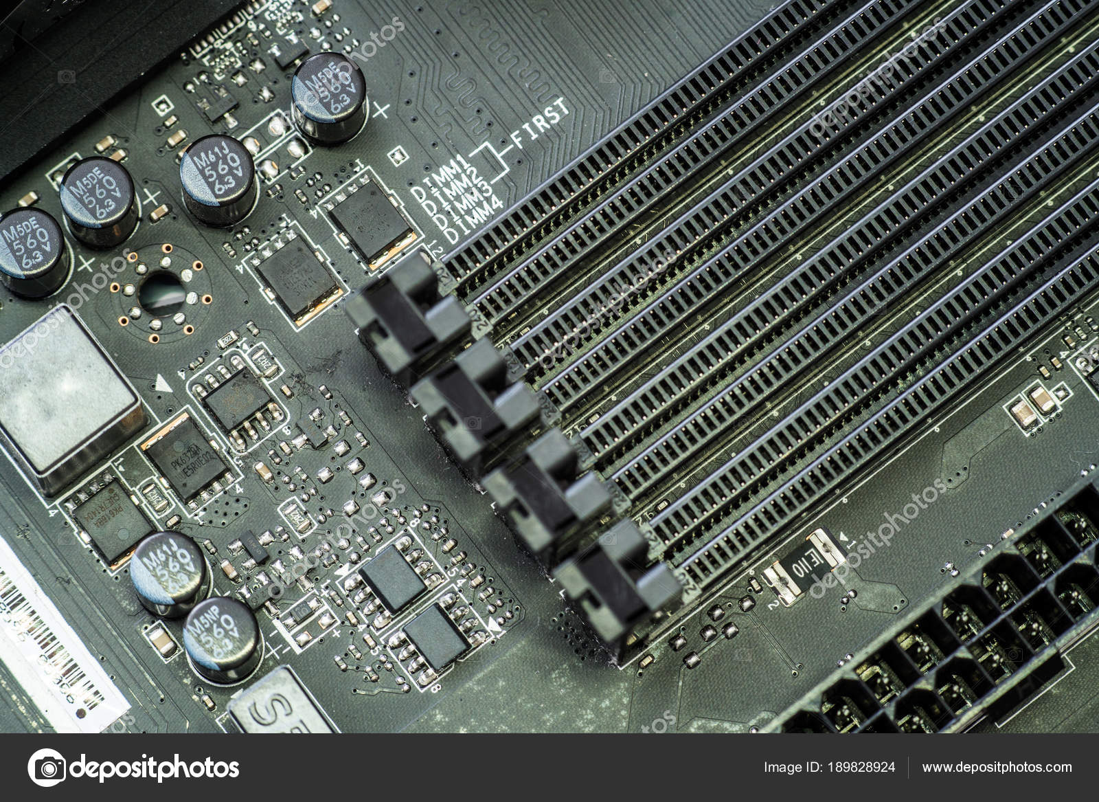 Closeup Ddr On Electronic Board In Hardware Repair Shop Blurred