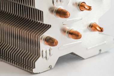 Bakır ısı borusu yakın çekim güzel bokeh ile ile alüminyum radyatör