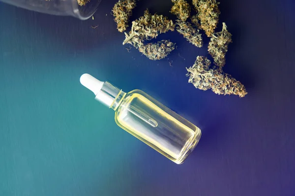 Conceito Maconha Medicinal Óleo Cannabis Cbd Close Óleo Cannabis Pipeta — Fotografia de Stock