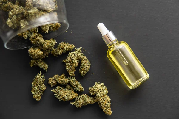 Óleo Cannabis Pipeta Conceito Cannabis Marijuana Close Cbd Medical Oil — Fotografia de Stock