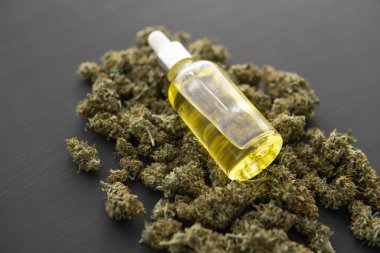 Esrar konsepti, CBD medikal petrol, pipette kenevir yağı, makro,