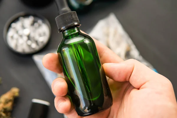 Vape Thc Olie Cbd Cannabis Oil Close Product Van Hennep — Stockfoto