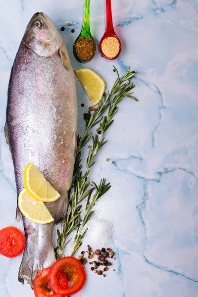 A fűszerek nyers hal — Stock Fotó
